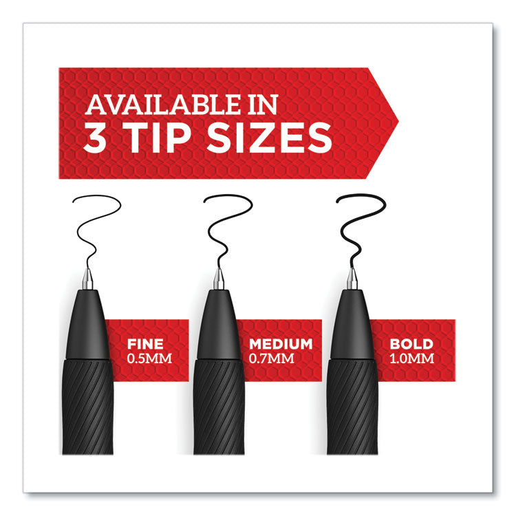 S-GEL HIGH-PERFORMANCE GEL PEN, RETRACTABLE, FINE 0.5 MM, ASSORTED INK COLORS, BLACK BARREL, 4/PACK