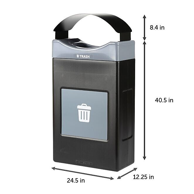 Commercial Zone Avante Polyethylene Trash Container with Covered Top with Open Sides Lid, 30 Gallon,