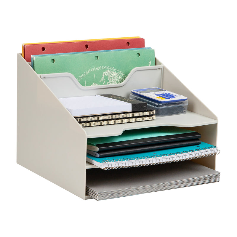 Mind Reader 5-Compartment Plastic Desk Tray, Beige (ANCHBOX5-BEI)