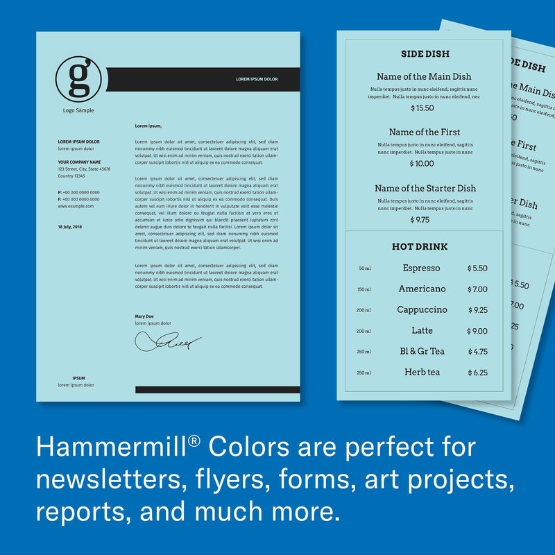 Hammermill 8.5" x 14" Color Copy Paper , 20 lbs., Blue, 500 Sheets/Ream (103317)