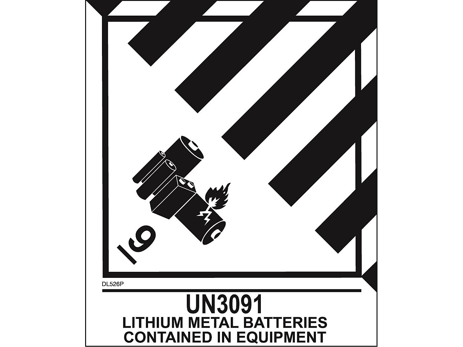 Decker Tape Products UN3091 LITHIUM METAL BATTERIES Shipping Label, 4" x 4.75", White/Black, 500 Labels/Roll (DL526P-5)