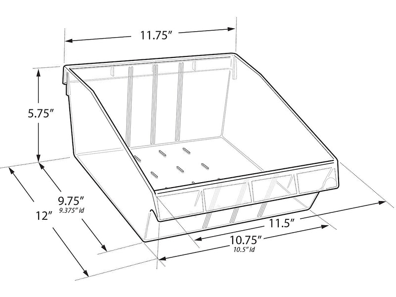 Azar 5.75" x 11.75" Pegboard 3-Compartment Deep Bin Tray, Clear, 2/Pack (556132-S-DIV-2PK)