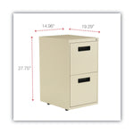 Alera 2-Drawer Mobile Vertical File Cabinet, Letter/Legal Size, Lockable, 28.25"H x 15.87"W x 19.25"D, Putty (ALEPAFFPY)