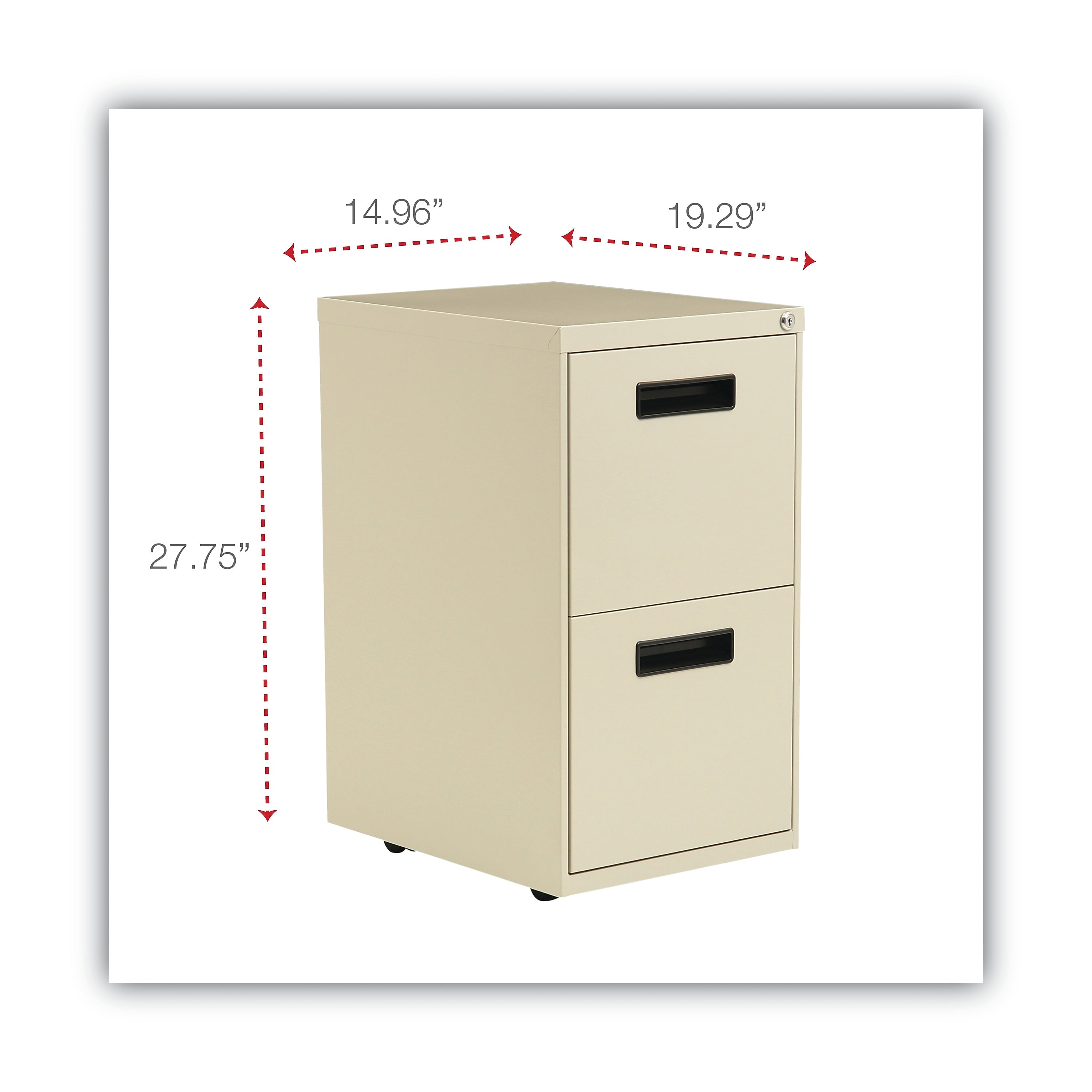 Alera 2-Drawer Mobile Vertical File Cabinet, Letter/Legal Size, Lockable, 28.25"H x 15.87"W x 19.25"D, Putty (ALEPAFFPY)