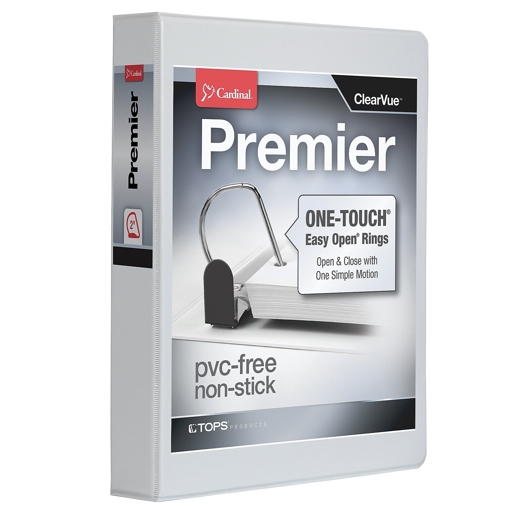 Cardinal Premier Heavy Duty 2" 3-Ring View Binders, D-Ring, White (10320)