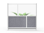 Luxor Modular Room Divider Starter Wall, 48"H x 53"W, Gray PET/Frosted Acrylic (MW-5348-FCG)