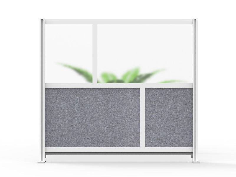 Luxor Modular Room Divider Starter Wall, 48"H x 53"W, Gray PET/Frosted Acrylic (MW-5348-FCG)