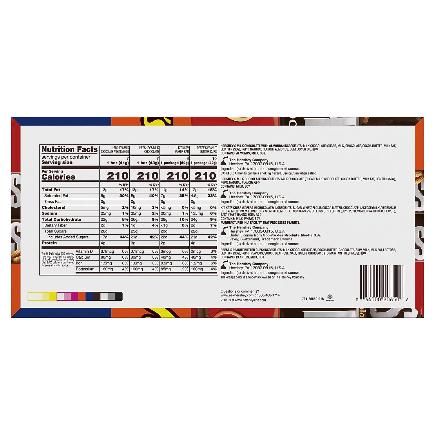 HERSHEY'S, KIT KAT and REESE'S Assorted Milk Chocolate Candy Bars, 45 oz. (HEC20650)