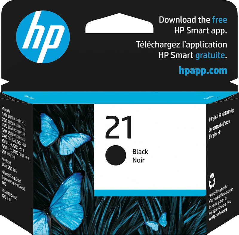 HP 21 Black Standard Yield Ink Cartridge, Prints Up to 190 Pages (C9351AN#140)