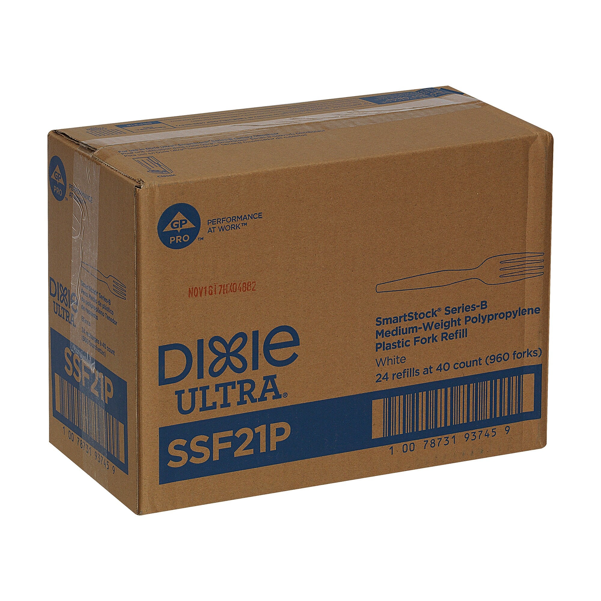 Dixie Ultra SmartStock Series-B Plastic Fork Refills, Medium-Weight, White, 960/Carton (SSF21P)
