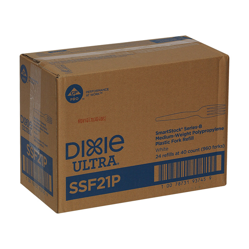 Dixie Ultra SmartStock Series-B Plastic Fork Refills, Medium-Weight, White, 960/Carton (SSF21P)
