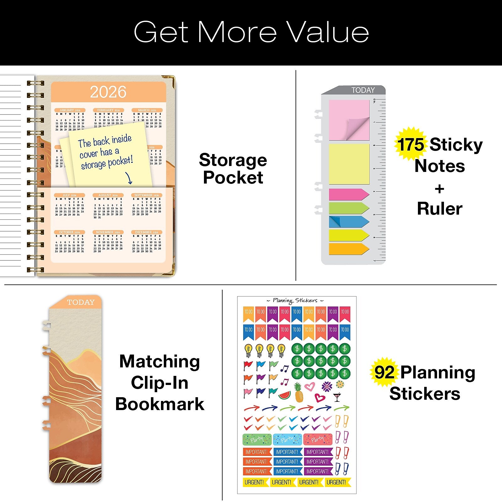 2025-2026 Global Printed Products Golden Desert 5.5" x 8" Academic Weekly & Monthly Planner, Paper Cover