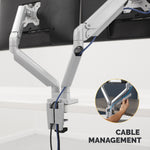 Fellowes Platinum Series Adjustable Dual Monitor Arms, Up to 40" Monitor, Silver (8056501)