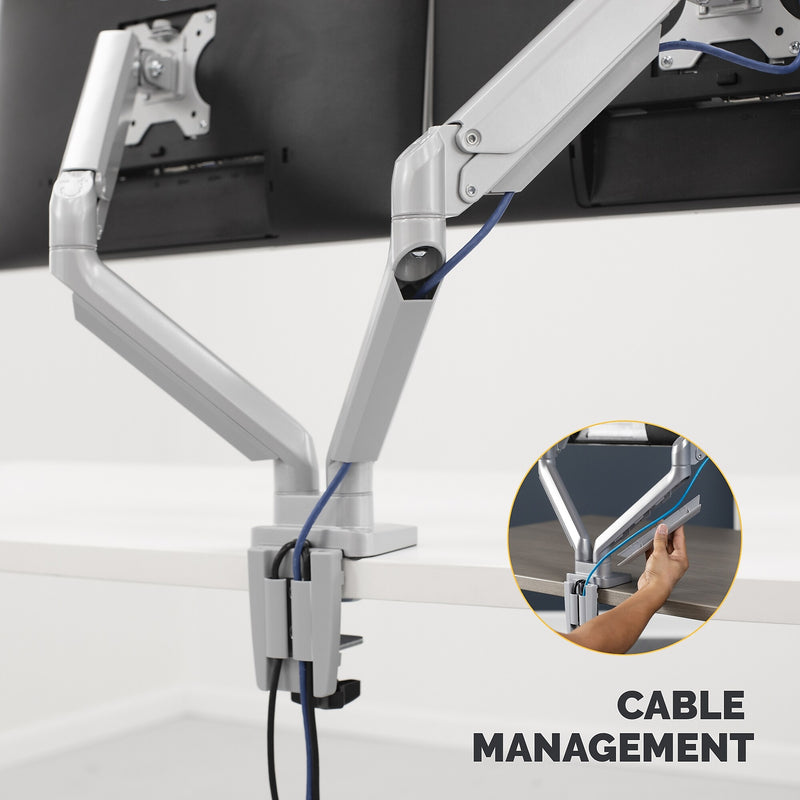 Fellowes Platinum Series Adjustable Dual Monitor Arms, Up to 40" Monitor, Silver (8056501)