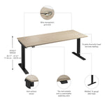Bush Business Furniture Move 40 Series 72"W Electric Adjustable Standing Desk, Natural Elm/Black Powder Coat (M4S7230NEBK)