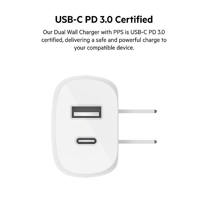 Belkin BOOSTCHARGE USB Type-A/C Universal Dual Wall Charger, White (WCB007dq1MWH-B5)