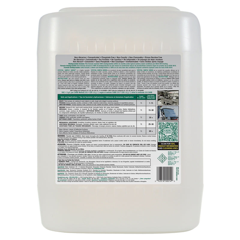Simple Green Crystal All-Purpose Industrial Cleaner/Degreaser, 5gal, Pail (SMP19005)