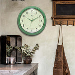 Infinity Instruments Round Retro Green Wall Clock, Aluminum, 15" (10940GR-15)