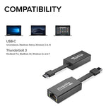 Plugable USB-C to Ethernet Adapter, Black (USBC-TE1000)