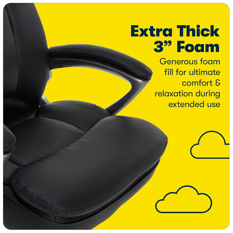 Serta Fairbanks Ergonomic Bonded Leather Executive Big & Tall Chair, 350 lb. Capacity, Black (43675OSS)