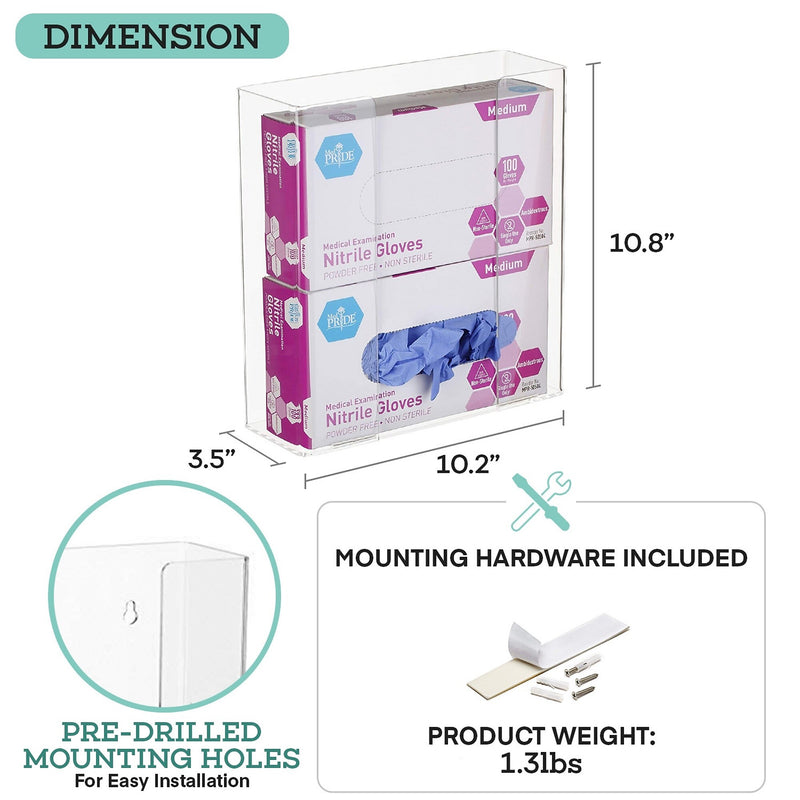Viva Comfort Double Glove Dispenser, Clear (ADI902-02-MK)