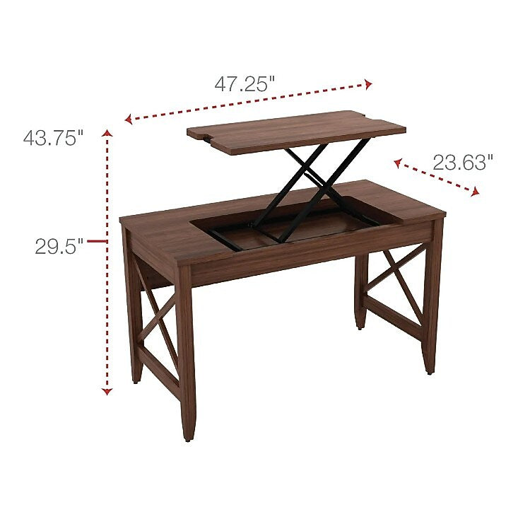 Alera Sit-to-Stand Table Desk, 47.25w x 23.63d x 29.5 to 43.75h, Modern Walnut