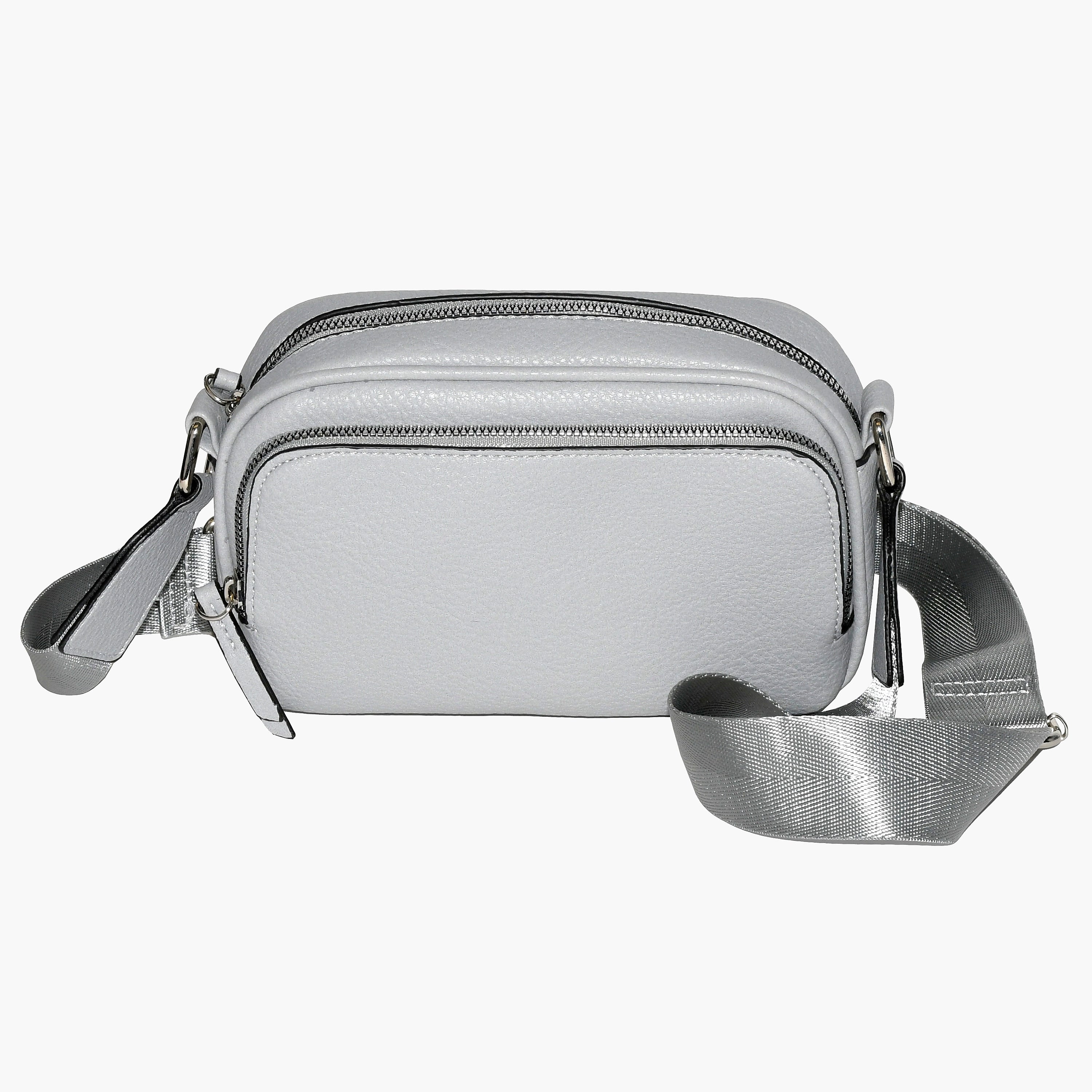 Nicci Cross-Body Bag with Front Zipper Pocket, Light Grey (NH07-LGRY)
