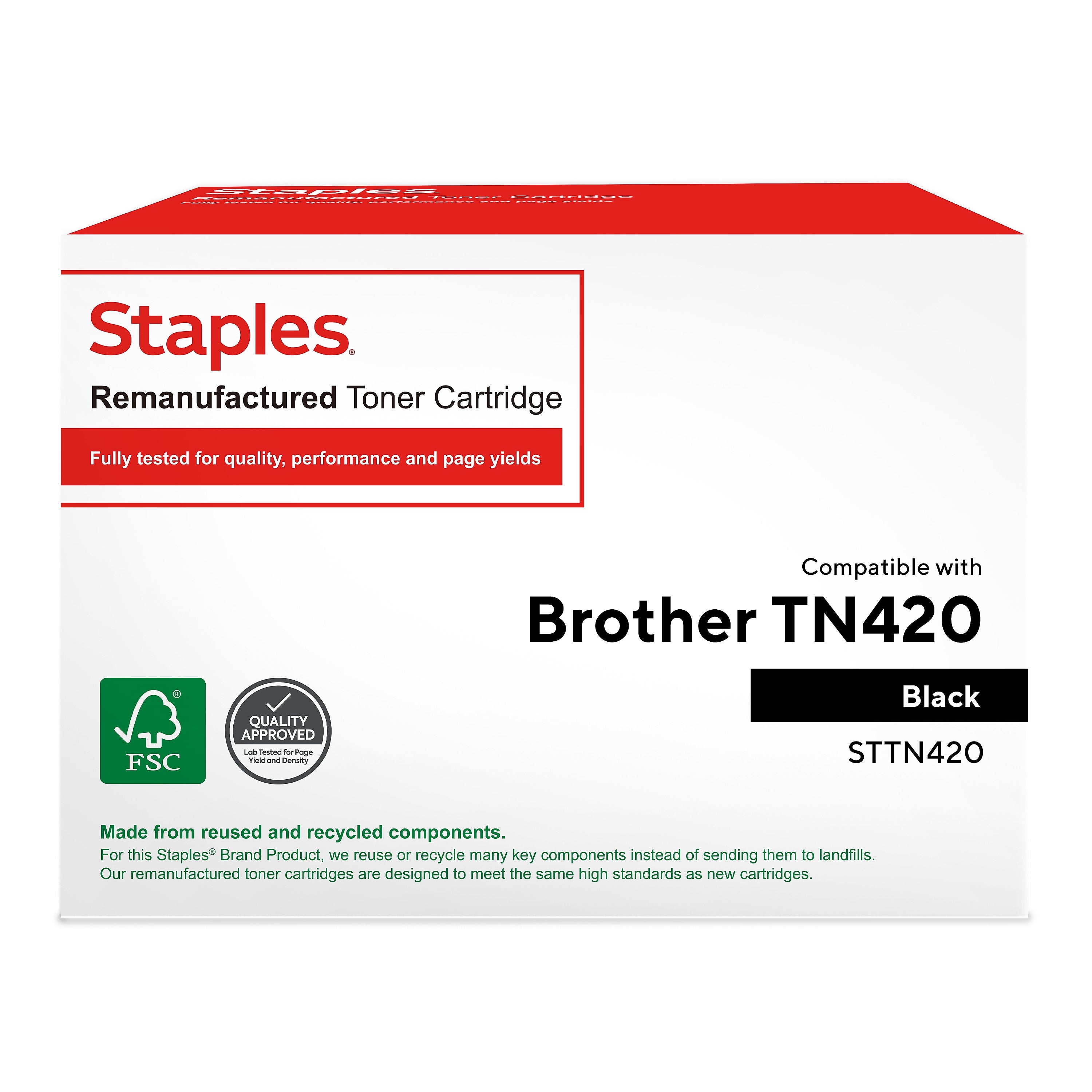 Staples Remanufactured Black Standard Yield Toner Cartridge Replacement for Brother TN420 (STTN420)