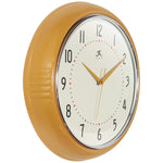 Infinity Instruments Round Retro Saffron Wall Clock, Aluminum, 15" (10940SY-15)