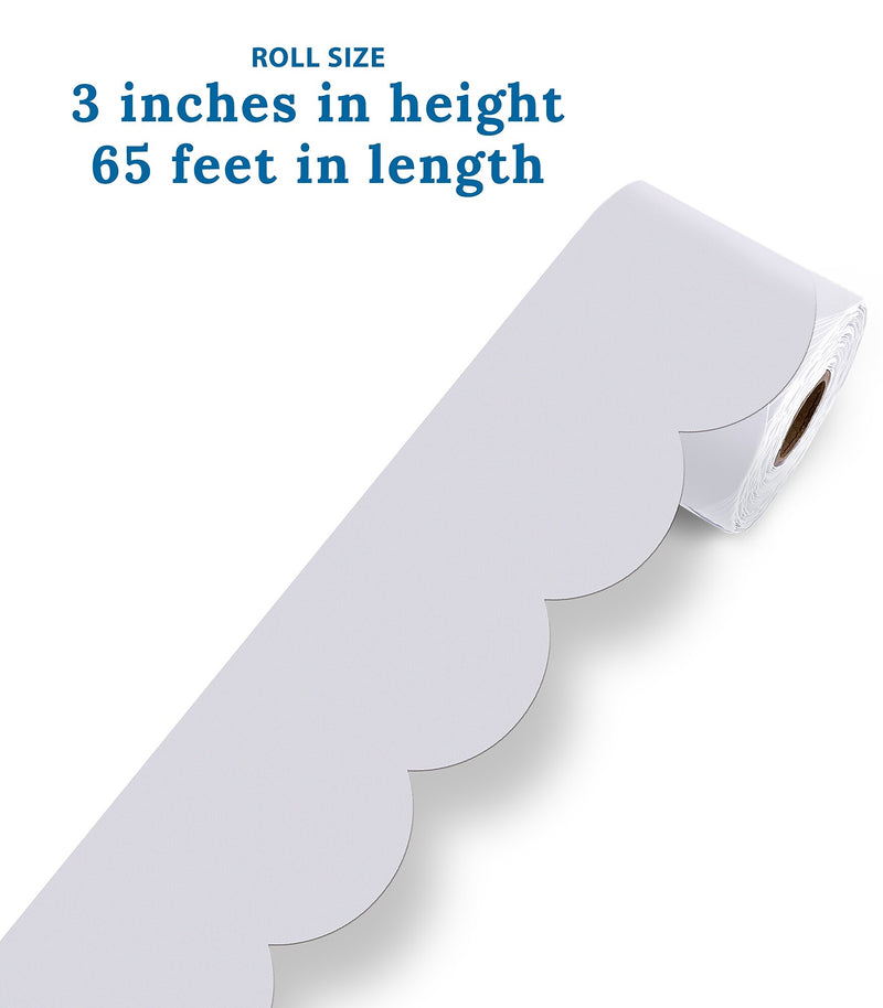 Carson Dellosa Rolled Scalloped Bulletin Board Border, 3" x 65', Whisper Gray (108538)