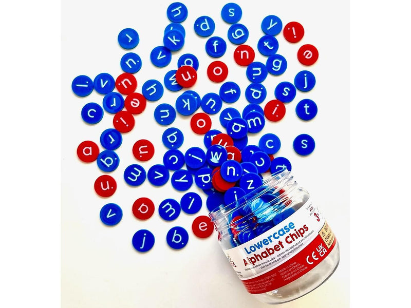 hand2mind Lowercase Alphabet Chips, Red/Blue, 156/Pack (94473)