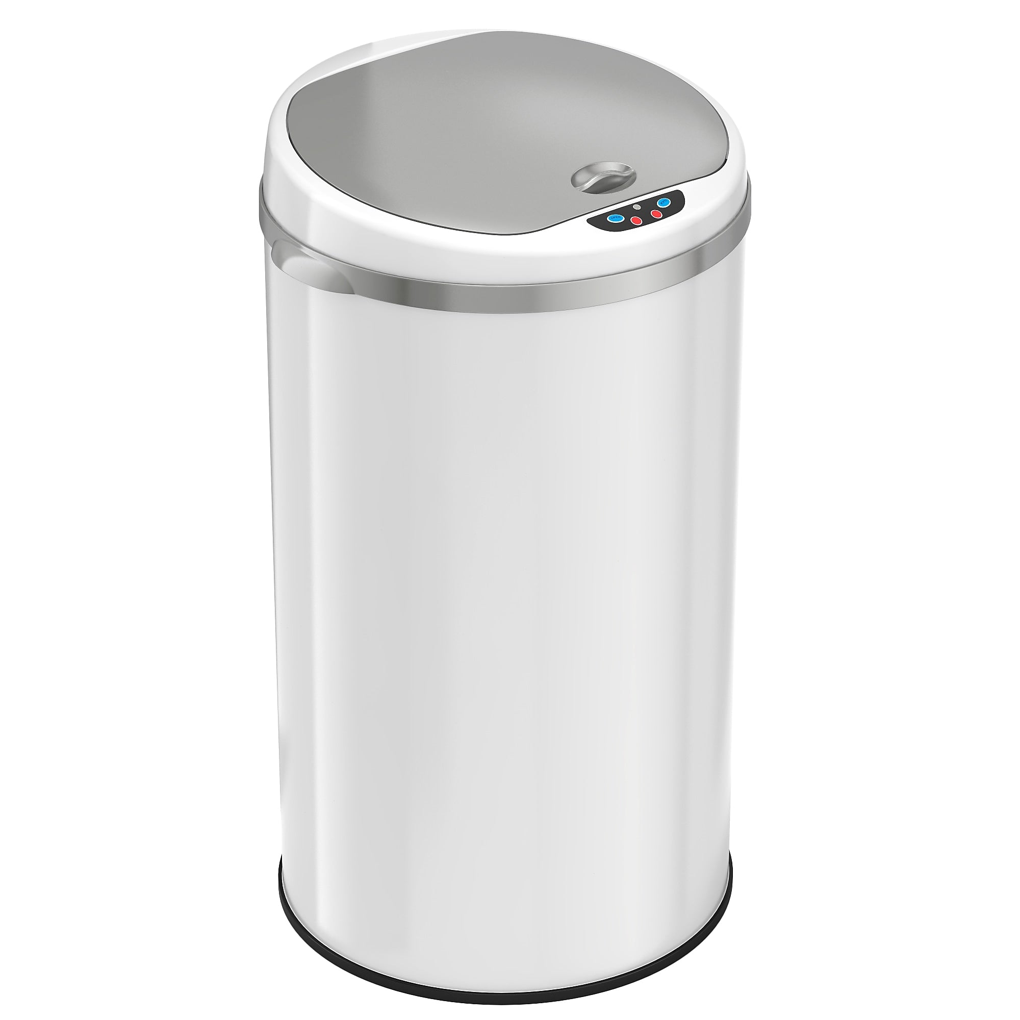 iTouchless Stainless Steel Round Sensor Trash Can with AbsorbX Odor Control System, White, 8 Gal. (MT08RW)