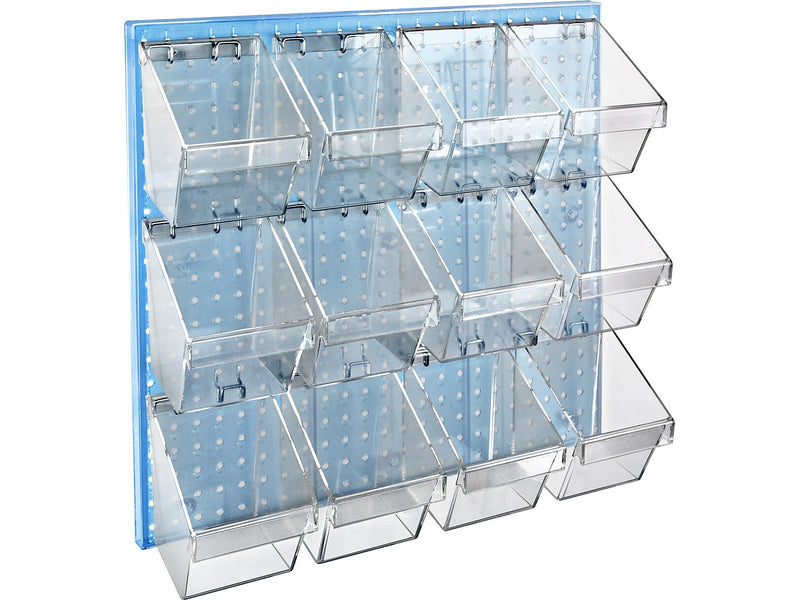 Azar 24" x 24" Pegboard 12 Small Bucket Accessory Organizer Kit, Blue, Each (700617-BLU)