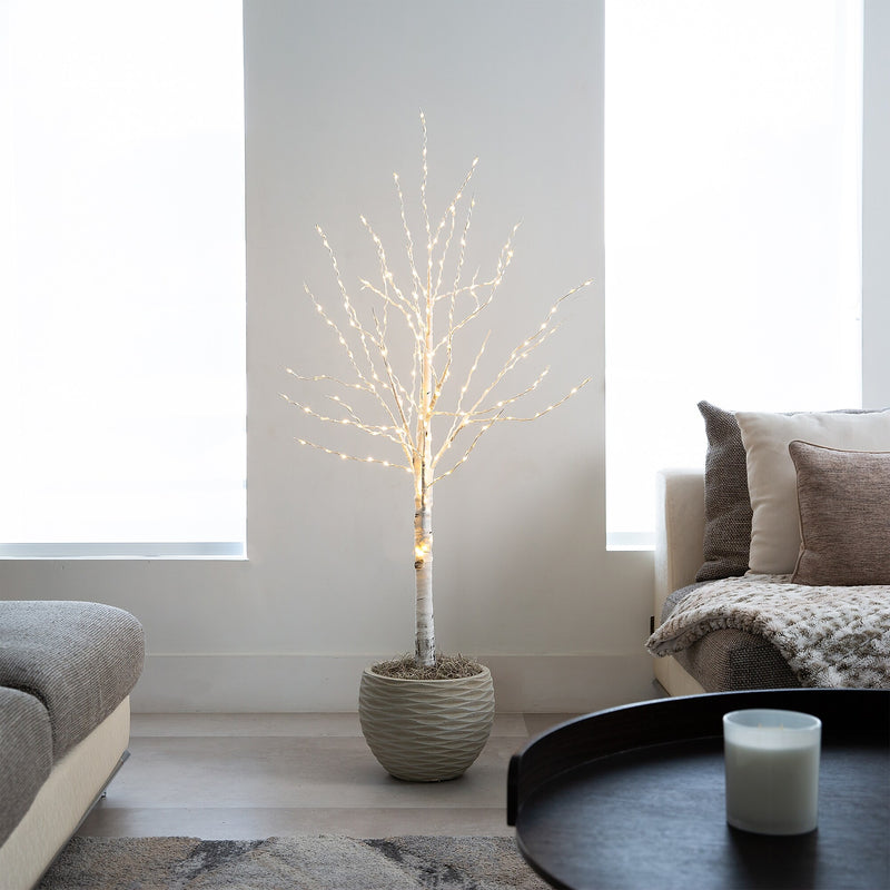 Nearly Natural 4-ft Pre-Lit Artificial White Birch Tree with 240 Color Changing LED Lights (T4920)