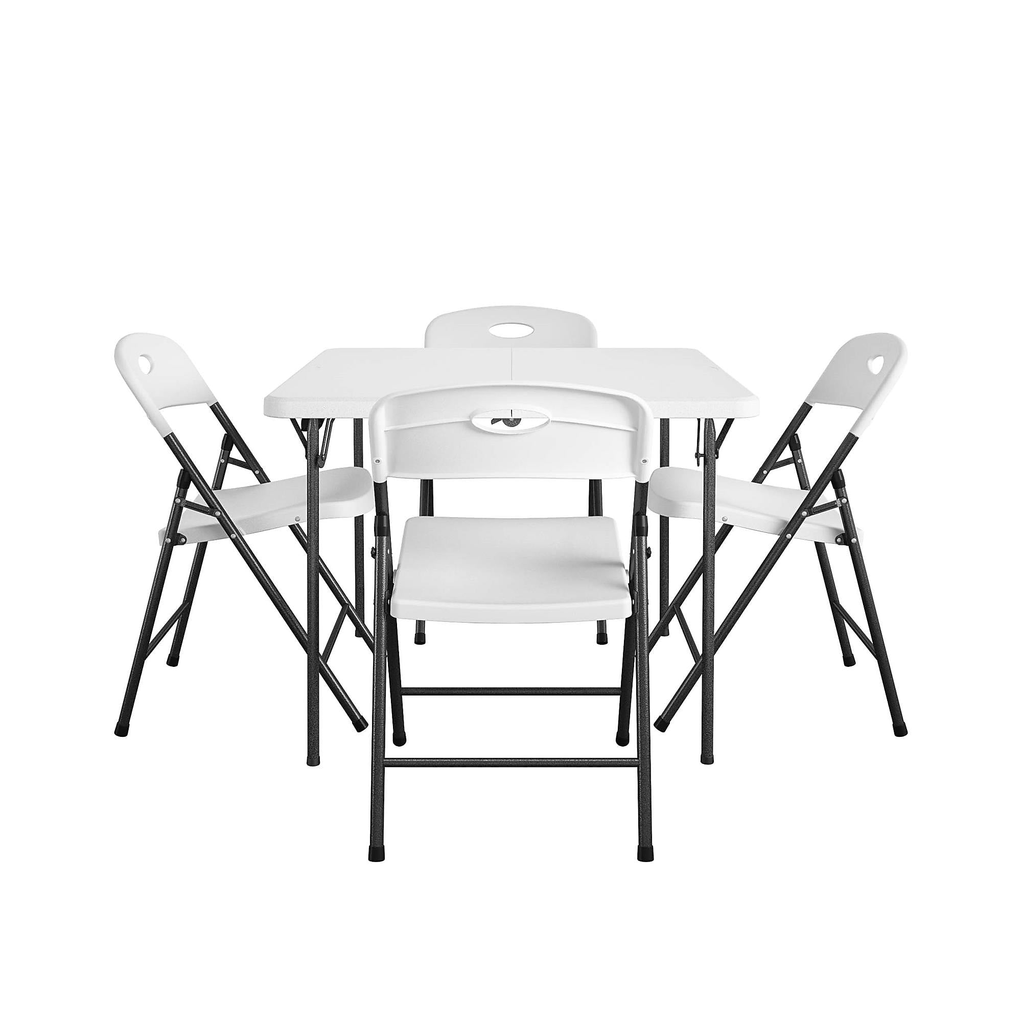 Cosco 36" Square Folding Table and Chairs, White, 5/Carton (37583WSP1E)