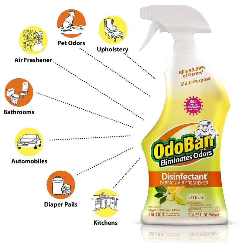 OdoBan Air Freshener & Deodorizer Spray, Citrus Scent, 32 oz. (910601-Q6)