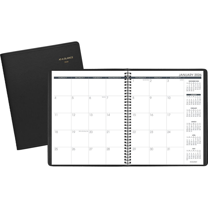 2026 AT-A-GLANCE 8" x 11" Calendar Monthly Planner, Faux Leather Cover, Black (70-260-05-26)