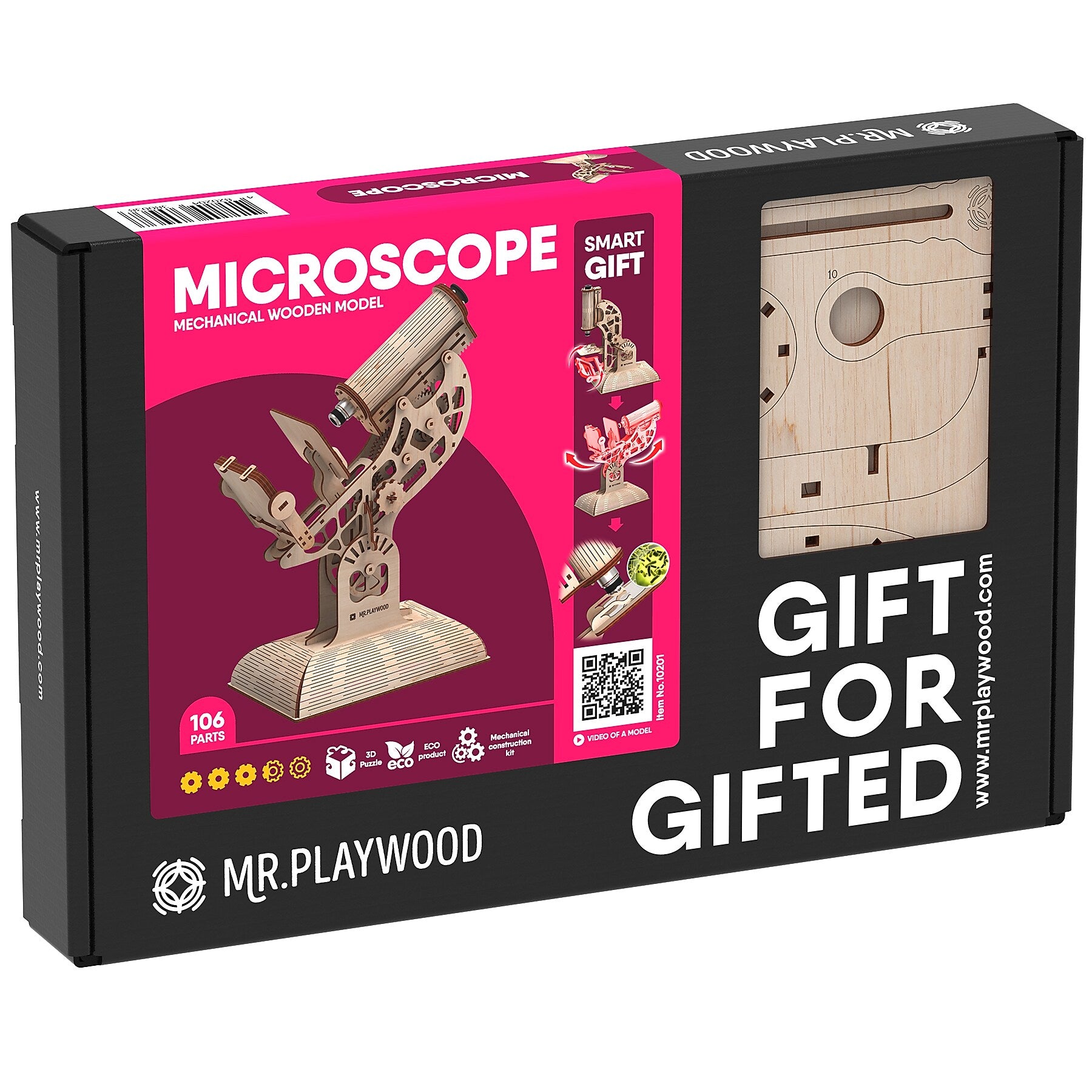 Mr.Playwood Microscope Mechanical Wooden 3D STEM Model, 106 Pieces/Set (AVRAV1612204)