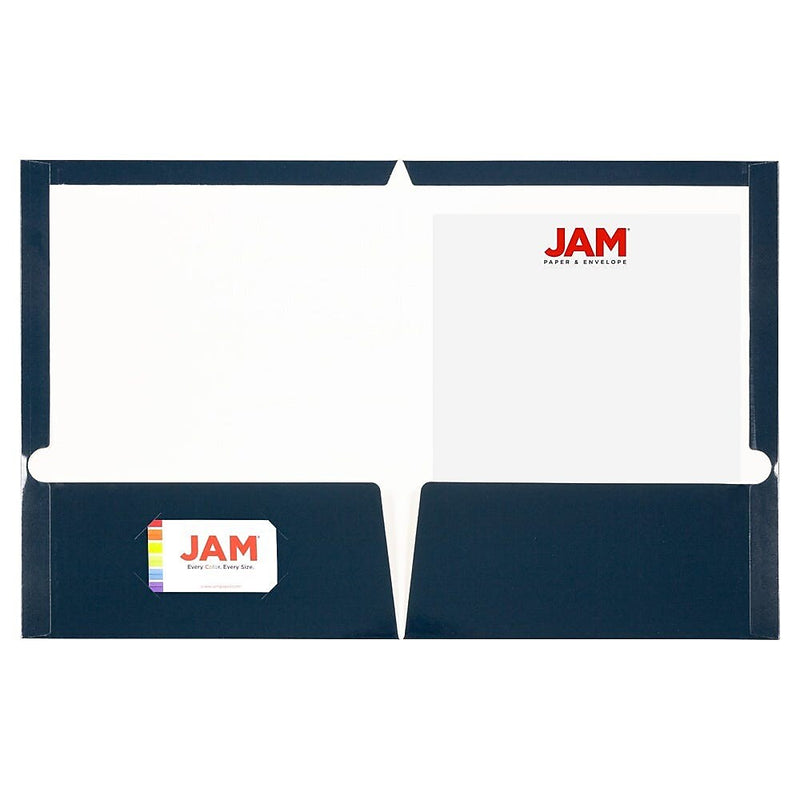 JAM Paper Glossy 2 Pocket Cardstock Presentation Folder, Navy Blue, 100/Box (5042523B)