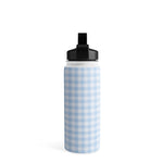 DENY Designs Gingham Pattern Blue by Colour Poems Stainless Steel Double Wall Insulated Water Bottle, 18 oz. (76628-WBTL05)