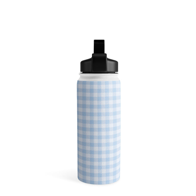 DENY Designs Gingham Pattern Blue by Colour Poems Stainless Steel Double Wall Insulated Water Bottle, 18 oz. (76628-WBTL05)
