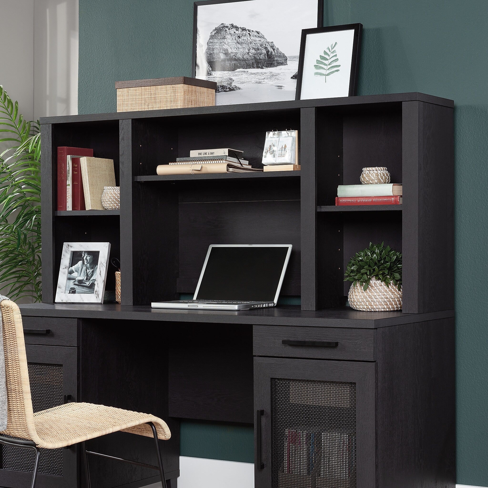 Sauder Tiffin Line 60"W Desktop Hutch, Raven Oak (433267)