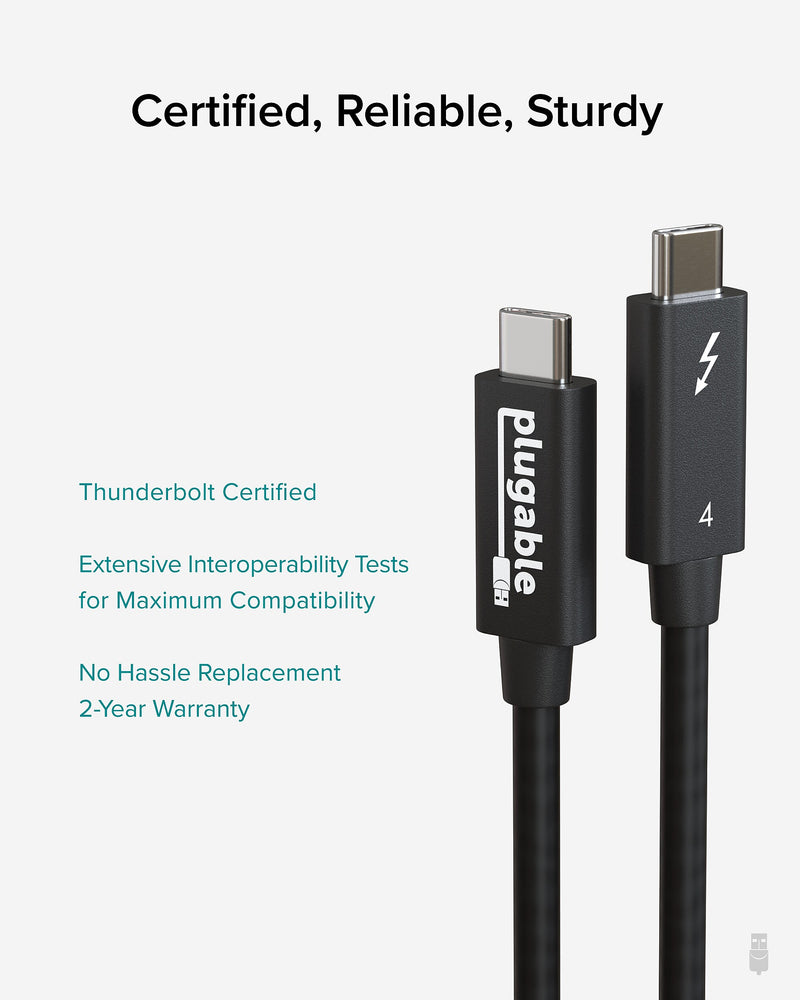 Plugable 3.3' USB C Power Cable, Black (TBT4-40G1M)