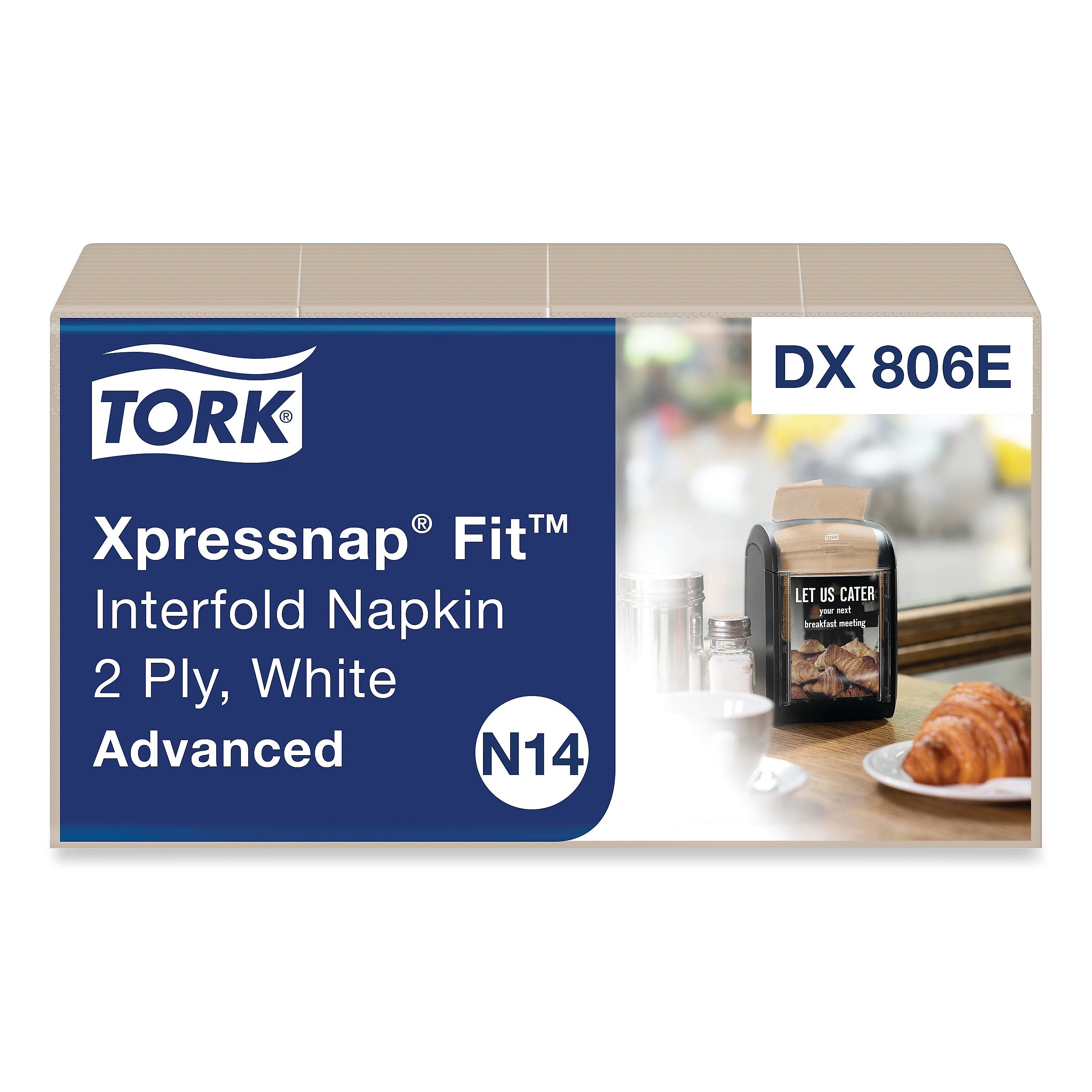 Tork Xpressnap Fit Dispenser Napkin, 2-Ply, Natural, 120 Napkins/Pack, 36 Packs/CT (TRKDX806E)