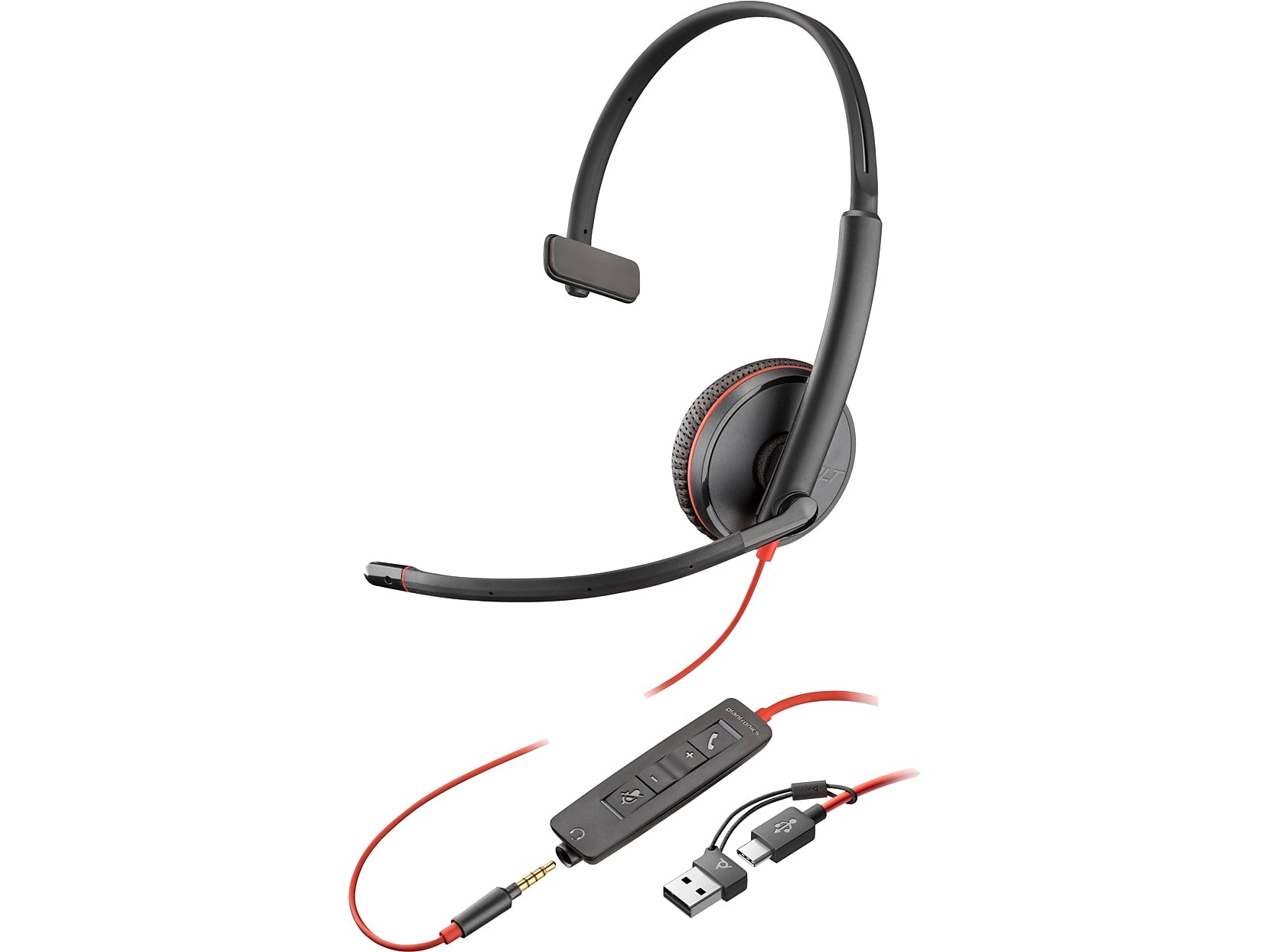 Poly Blackwire 3215 Mono Headset, USB-C/USB-A/3.5mm, UC Certified, Bulk (8X227A6)