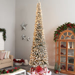 Nearly Natural 12-ft Flocked Pencil Artificial Christmas Tree with 1000 Clear Lights and 1819 Bendable Branches (T3333)