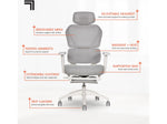 Sharper Image S-850 Heated Ergonomic Mesh Swivel Executive Massage Chair, Light Gray/White (60106-LGRYWHT)