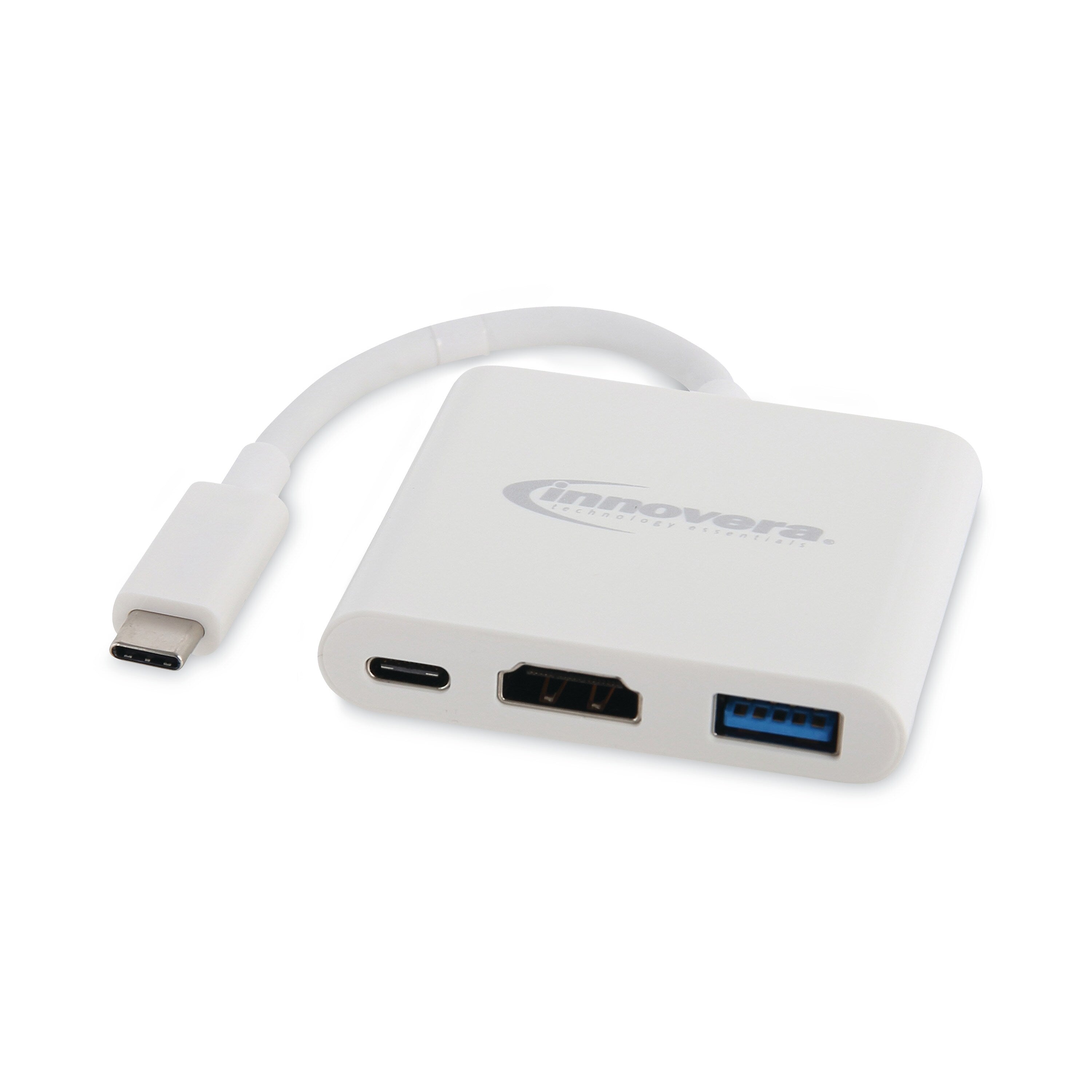 Innovera USB Type-C to HDMI/USB-A/USB-C Adapter, Male to Female, White (IVR50000)