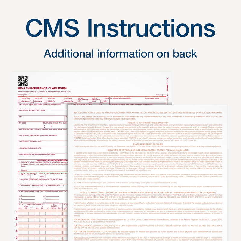 TOPS CMS-1500 Health Insurance Claims, 500/Pack (TOP 50126RV)