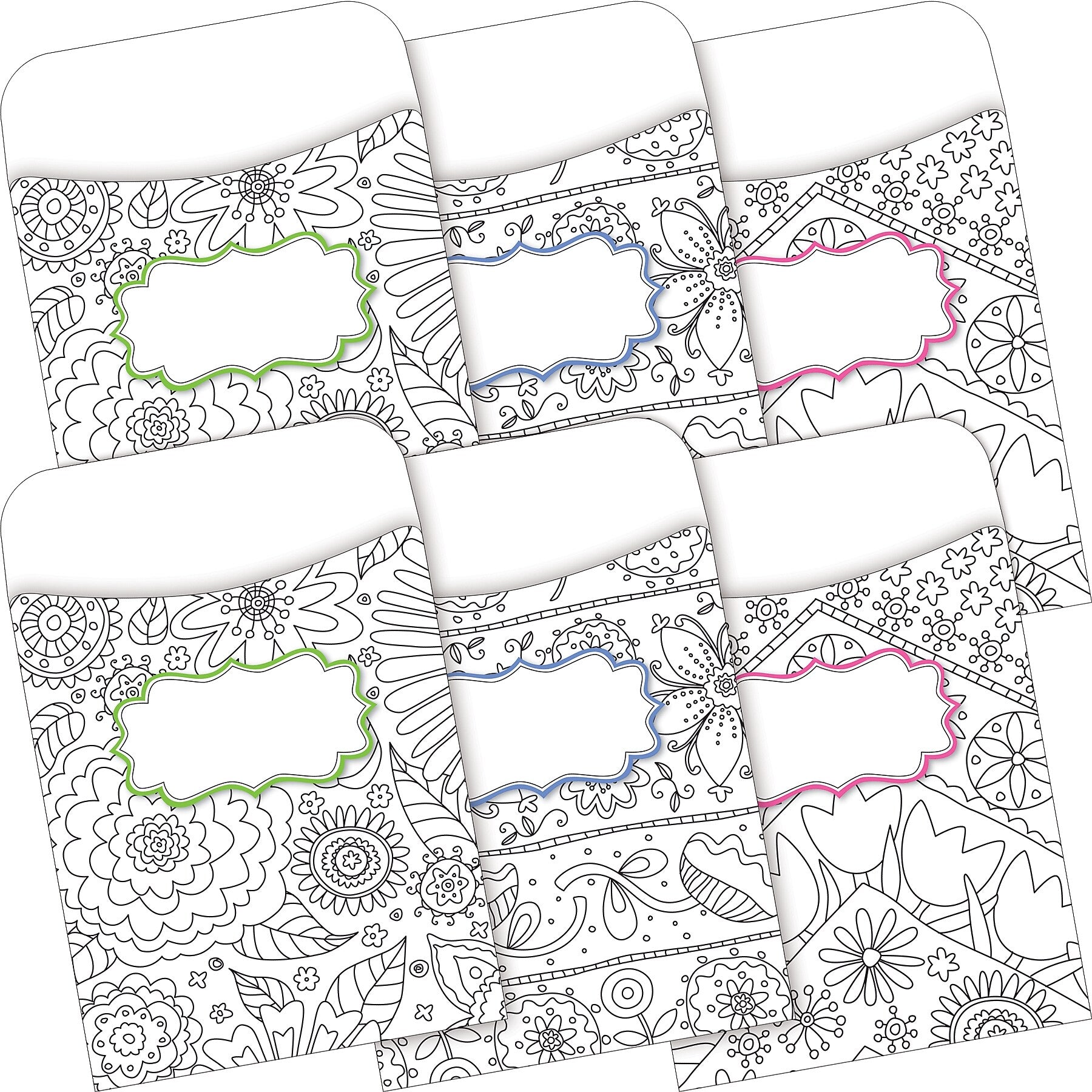 Barker Creek Color Me Library Pockets, 5.125" x 3.5", 60/Set (BC3846)